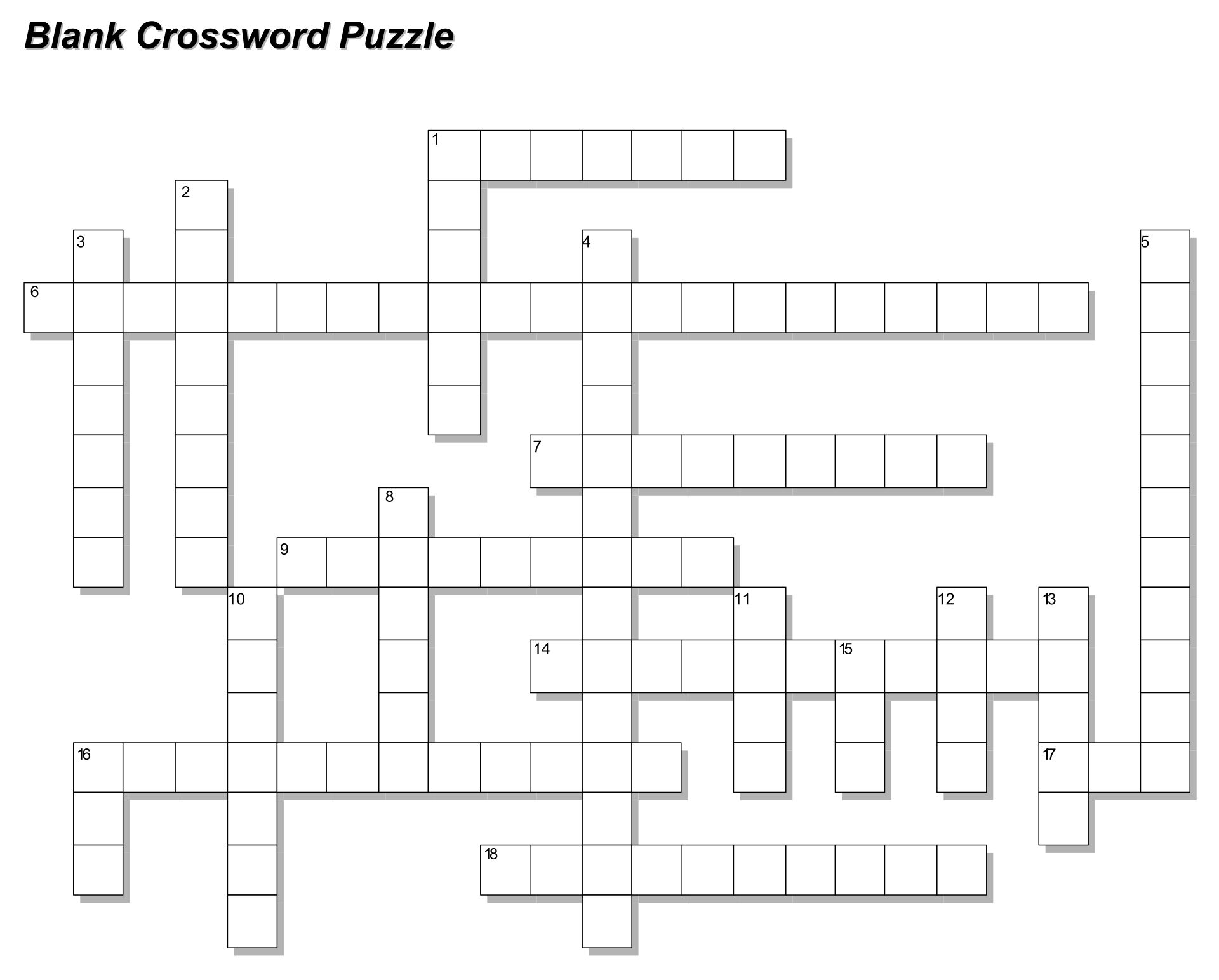 Free Blank Crossword Puzzle Template Printable Printable Templates