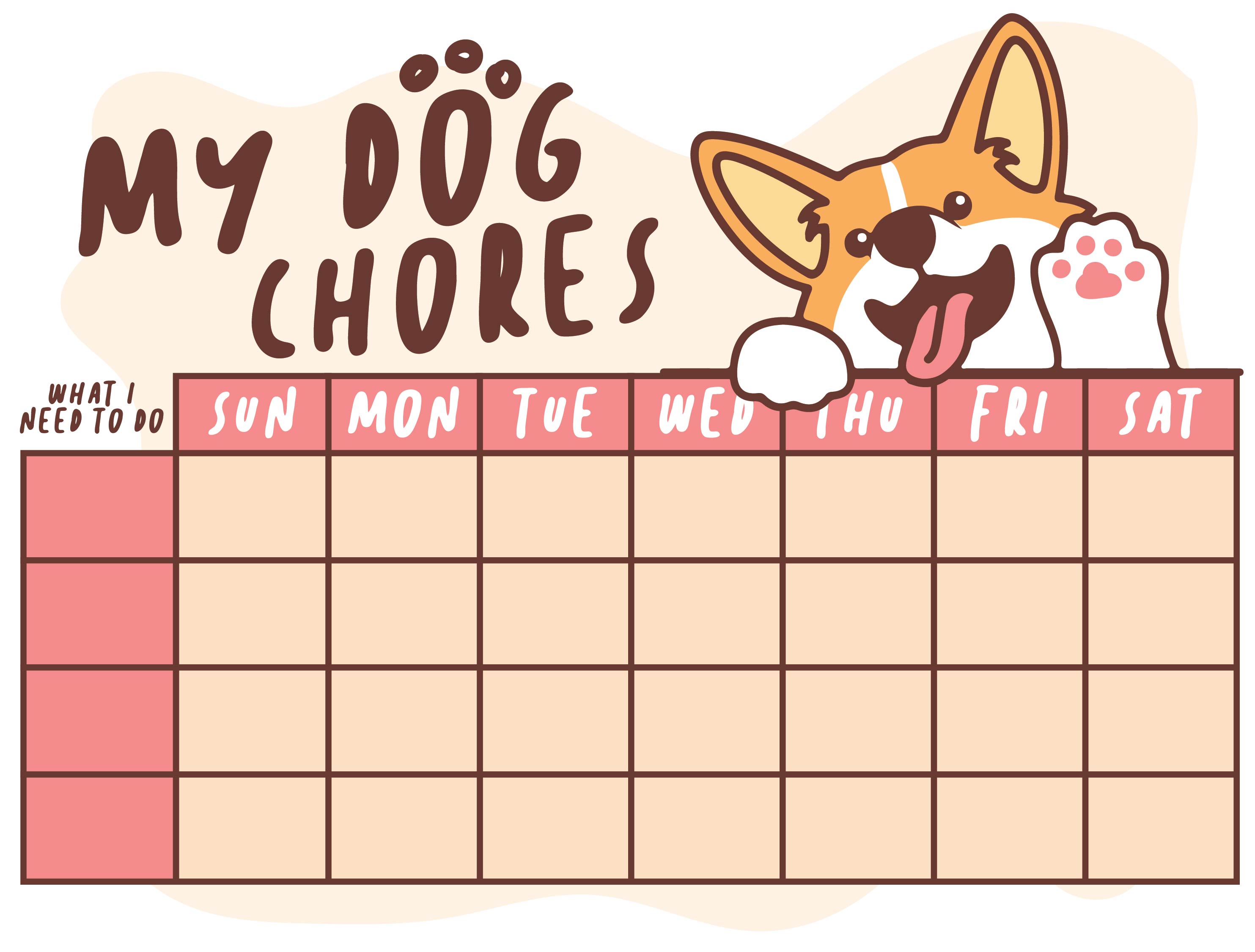 Dog Chore Checklist Template Free Free Printable Pet Responsibility Chart For Kids Sunny Day