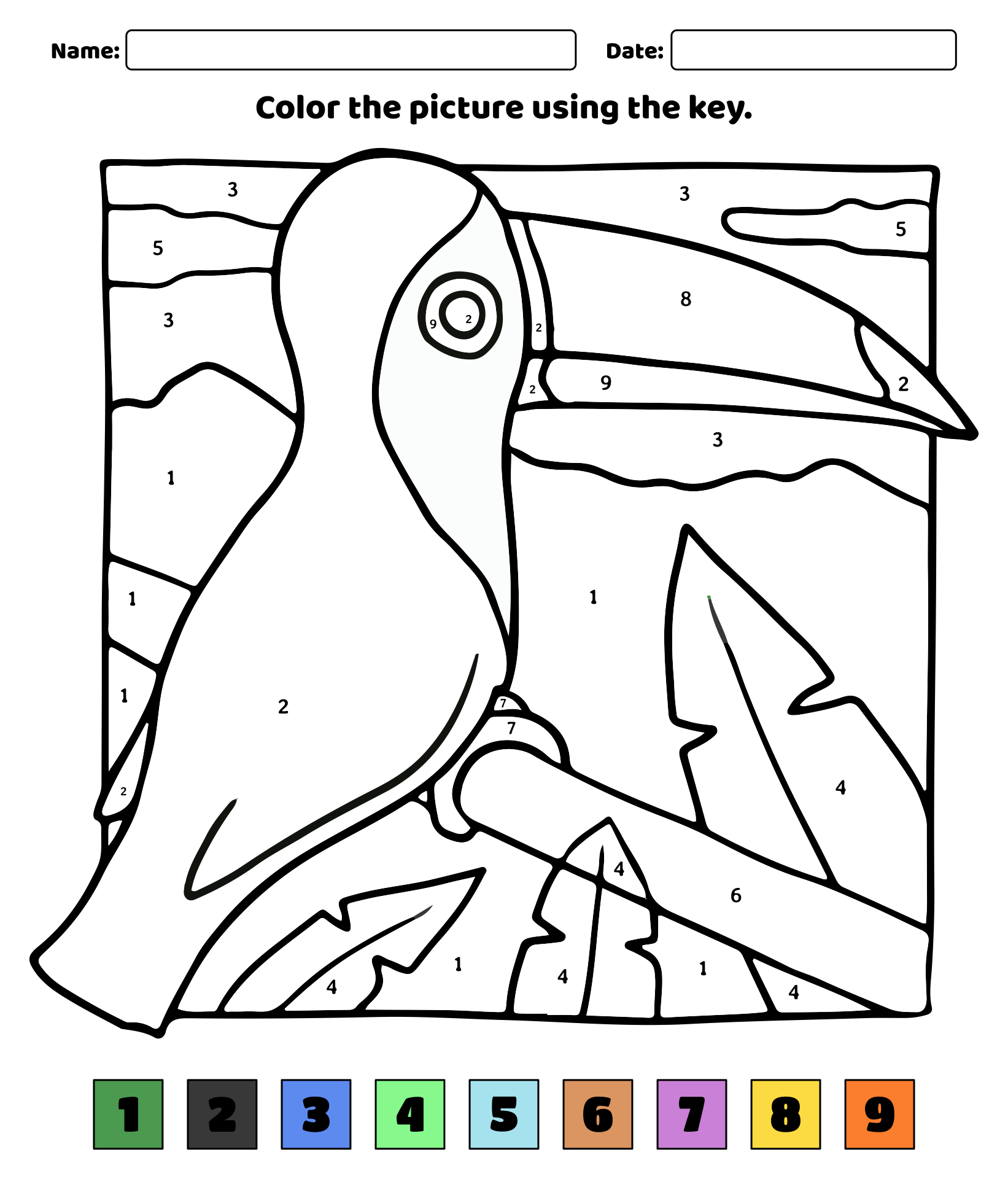 Printable Color by Number Worksheets