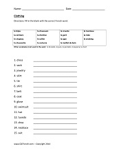 Printable French Worksheets