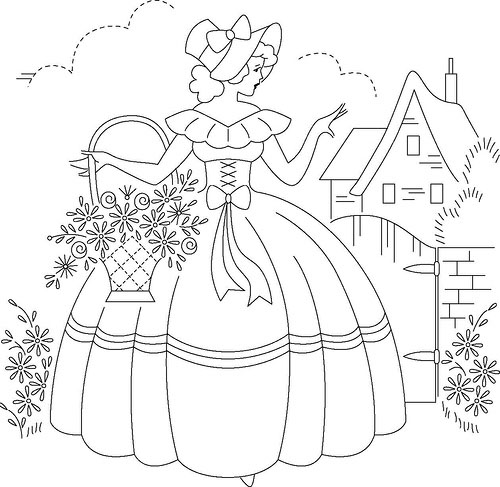 Garden Lady Embroidery Pattern