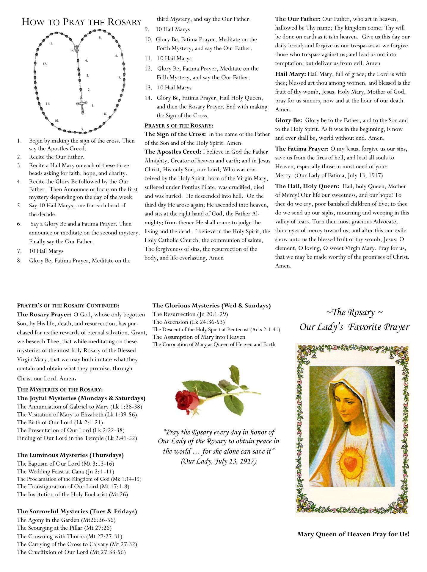 Printable Rosary Pamphlet Fold