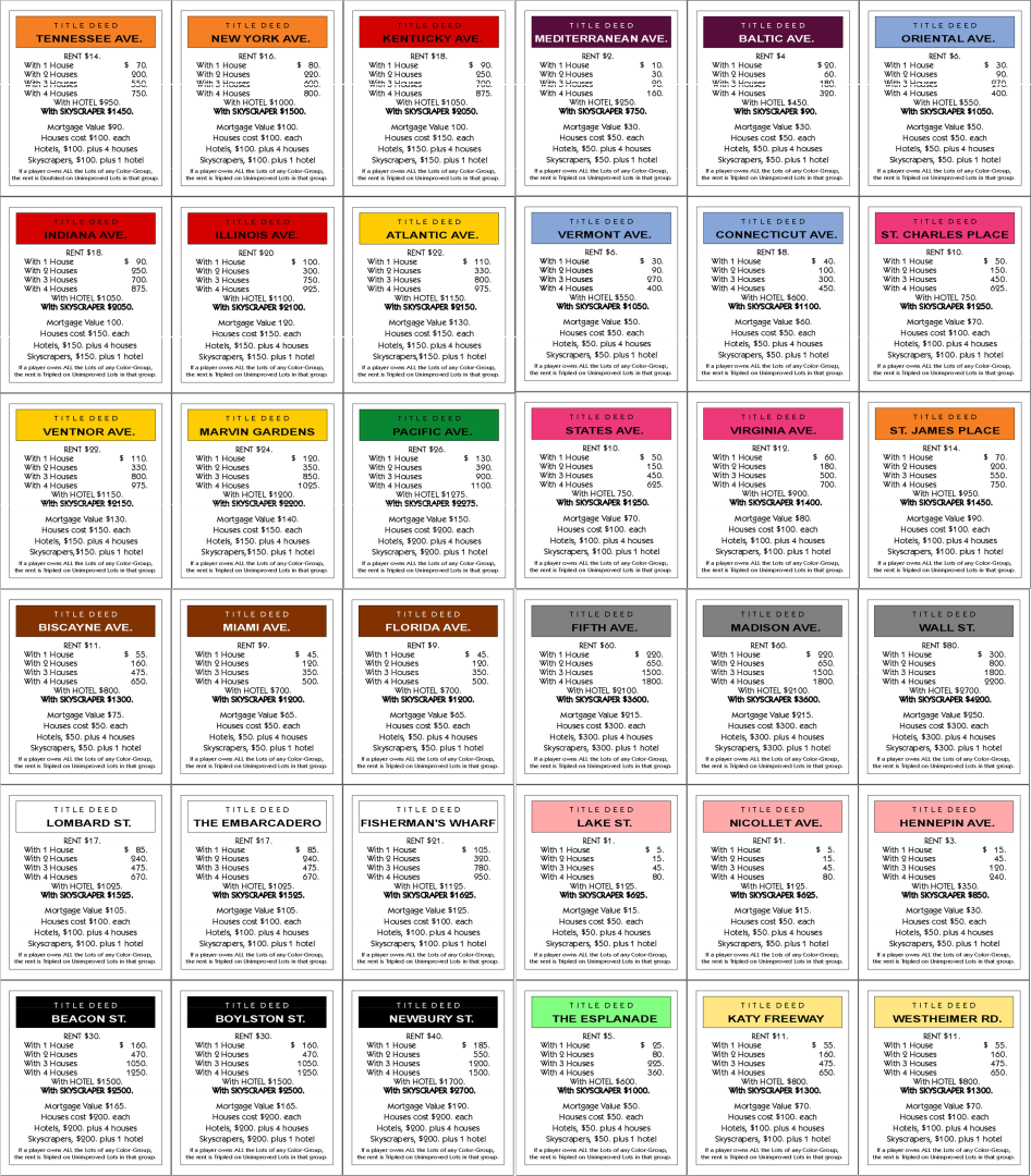 10 Best Monopoly Cards Printable