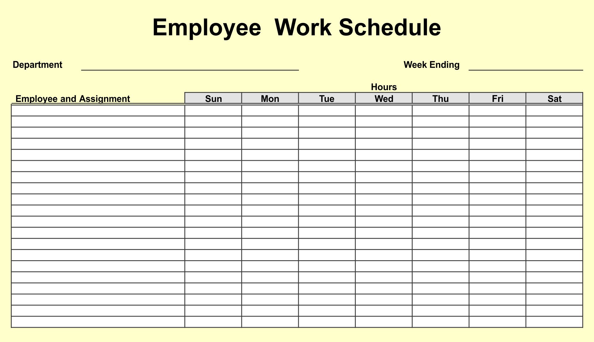 free template for work schedule