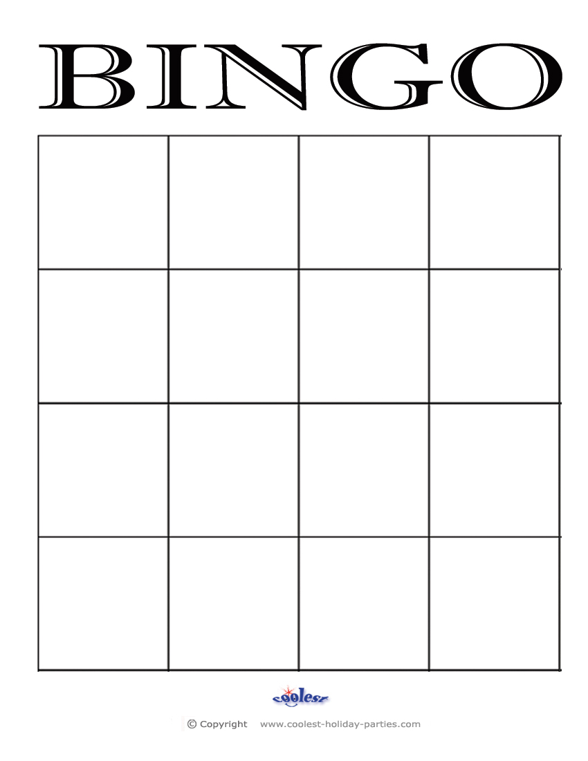 4x4 Blank Bingo Card Template