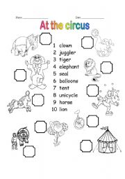 Circus Printable Worksheets