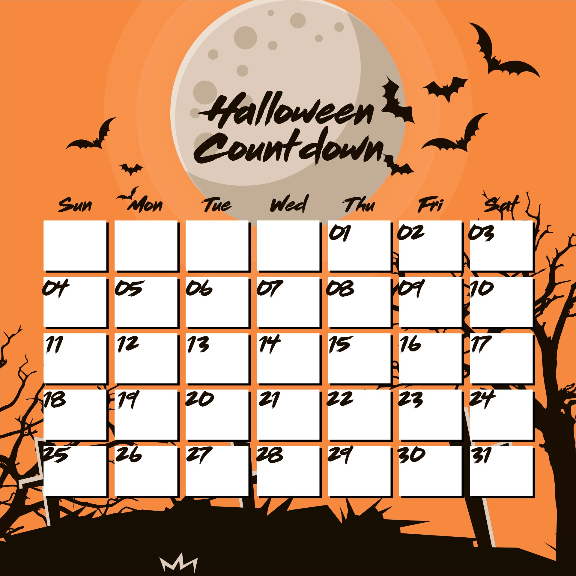 Halloween Printable Calendar