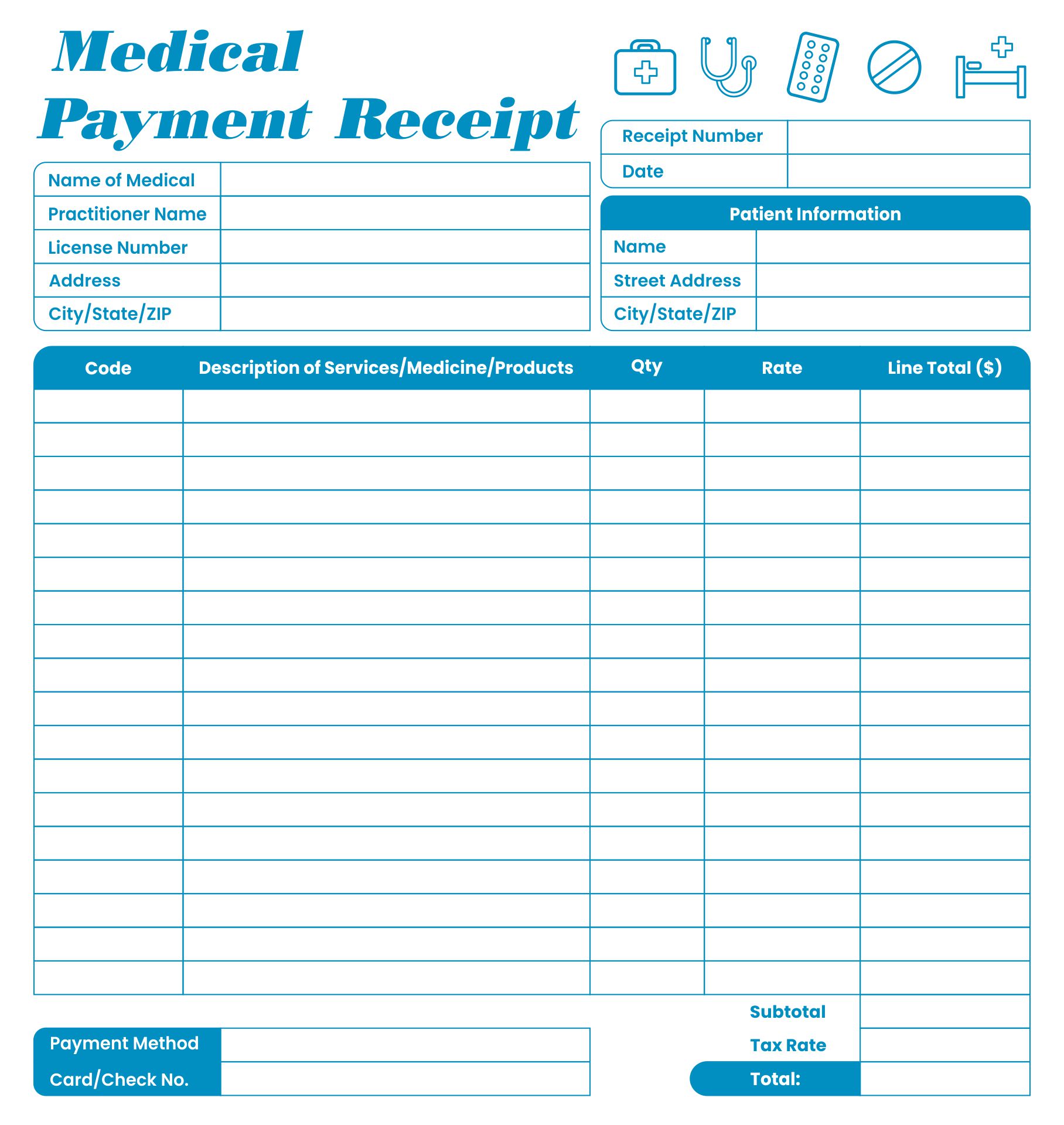 Printable Medical Receipts