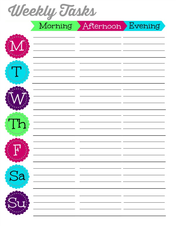 2015 Printable Weekly Planner Calendars