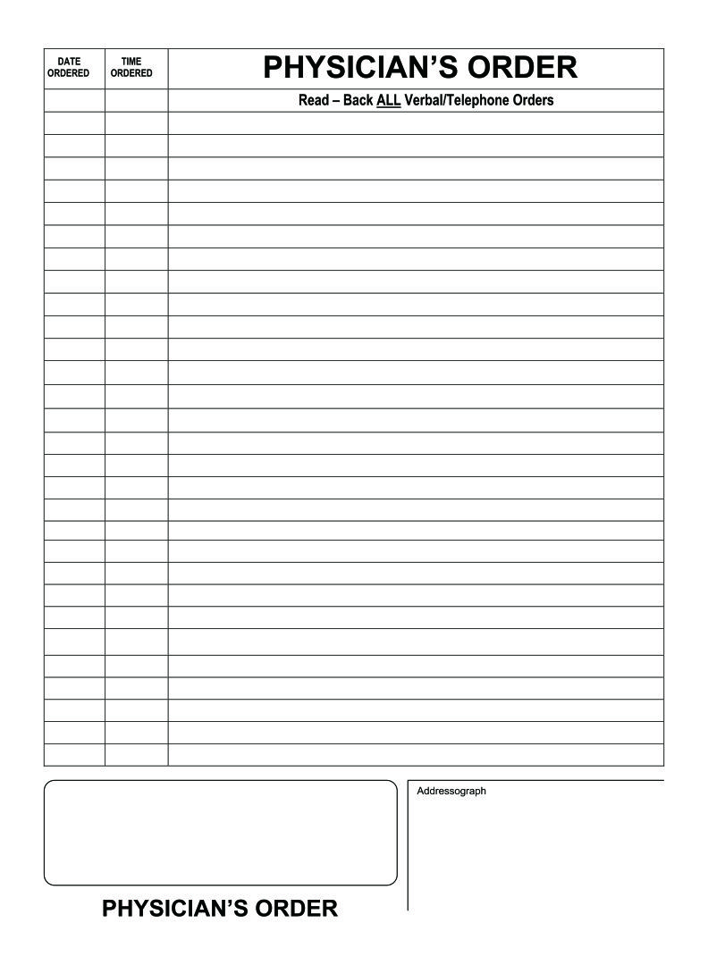 Free Printable Physician Order Forms Printable Forms Free Online