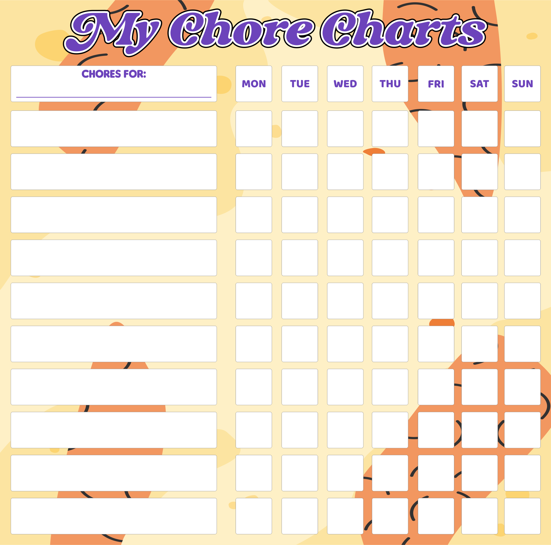 7 Best Blank Printable Chore Charts Printablee