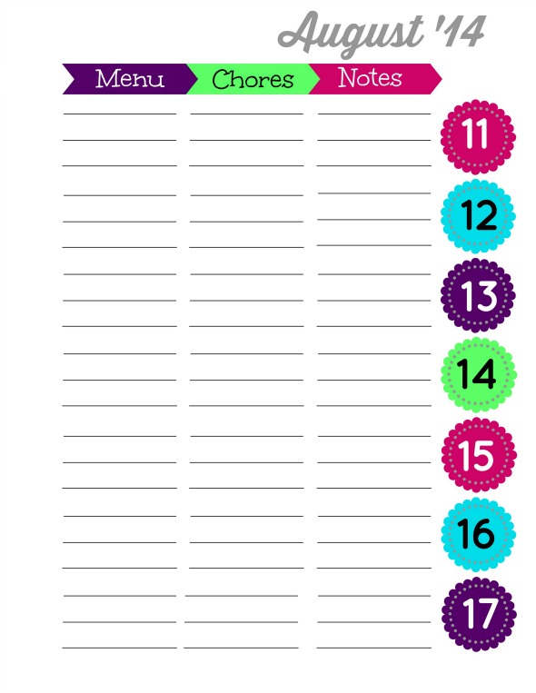 Busy Mom Planner Printables 2015