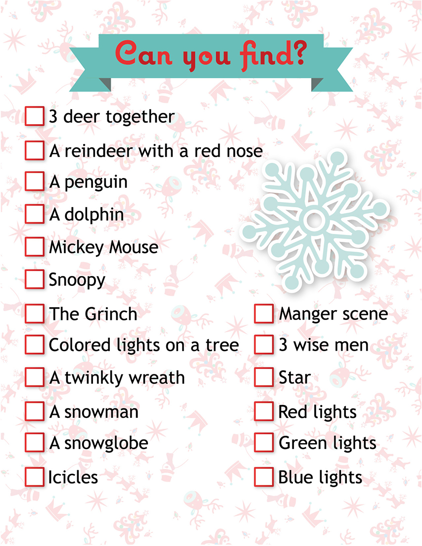 Christmas Lights Scavenger Hunt Printable