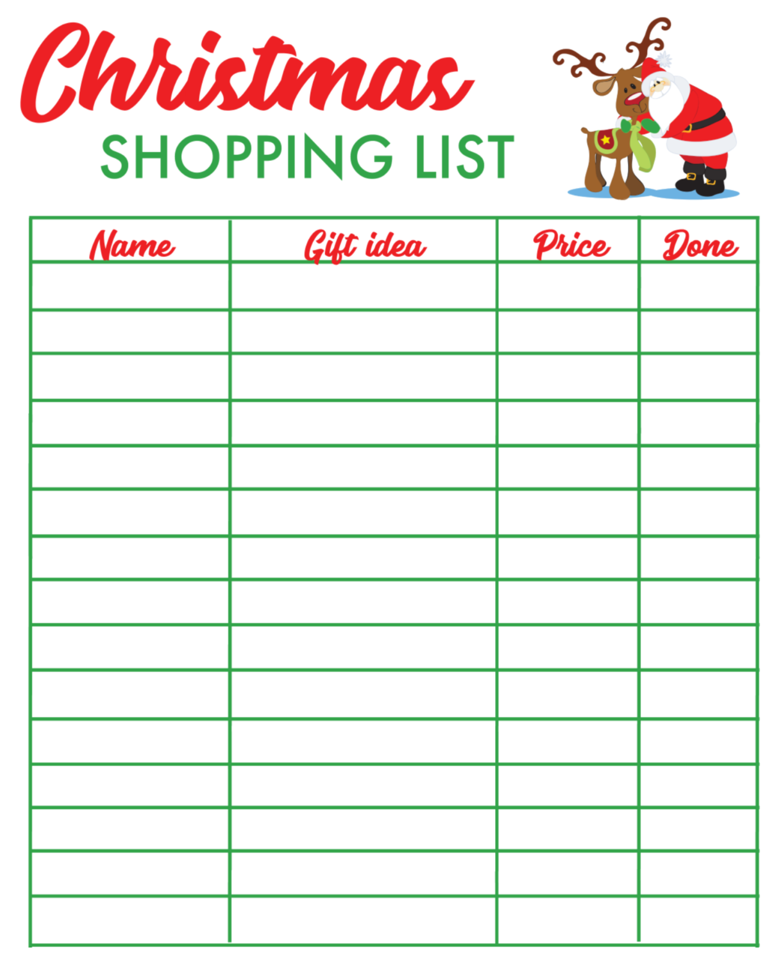 Printable Christmas Shopping List