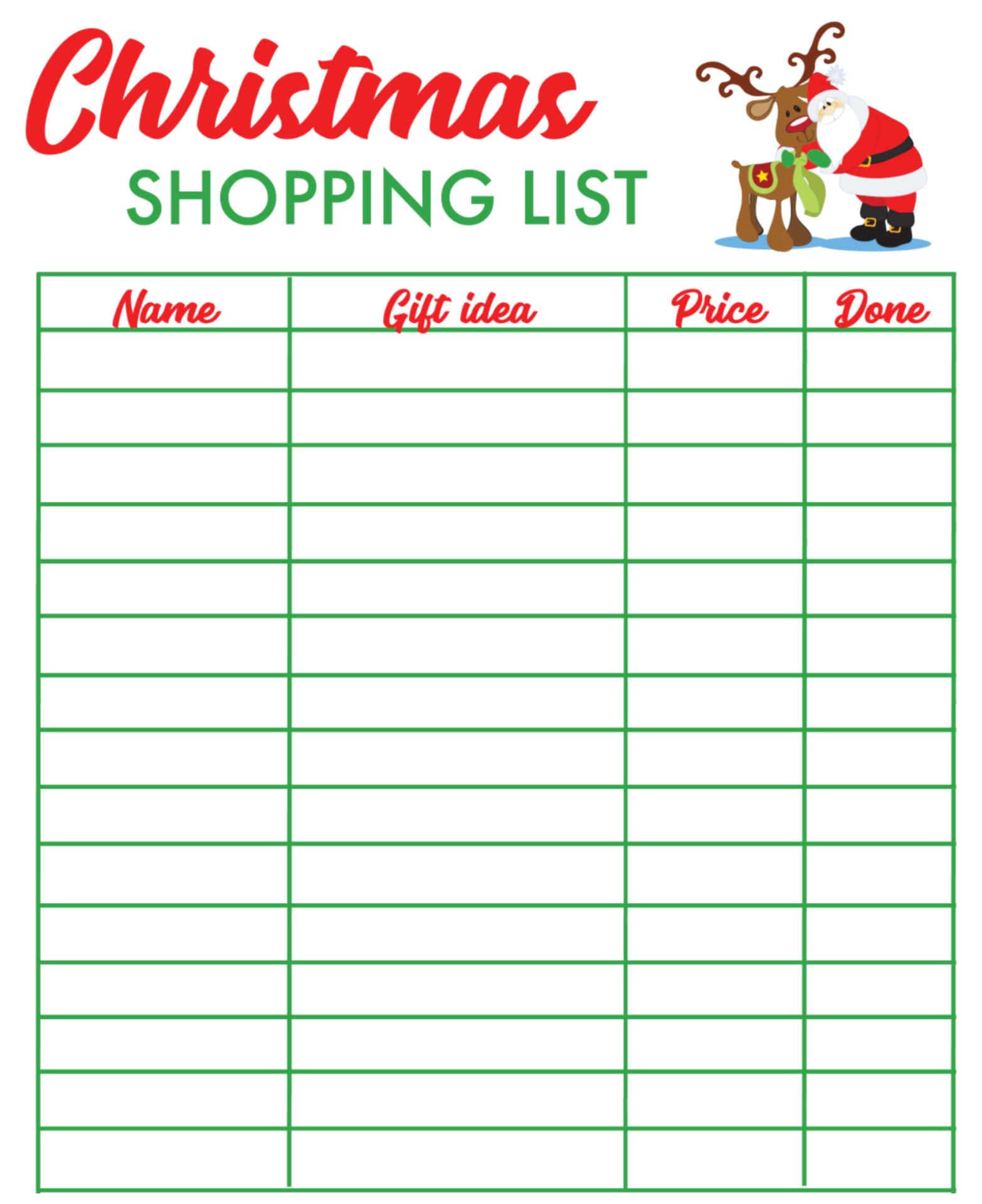 Christmas List Template Google Docs