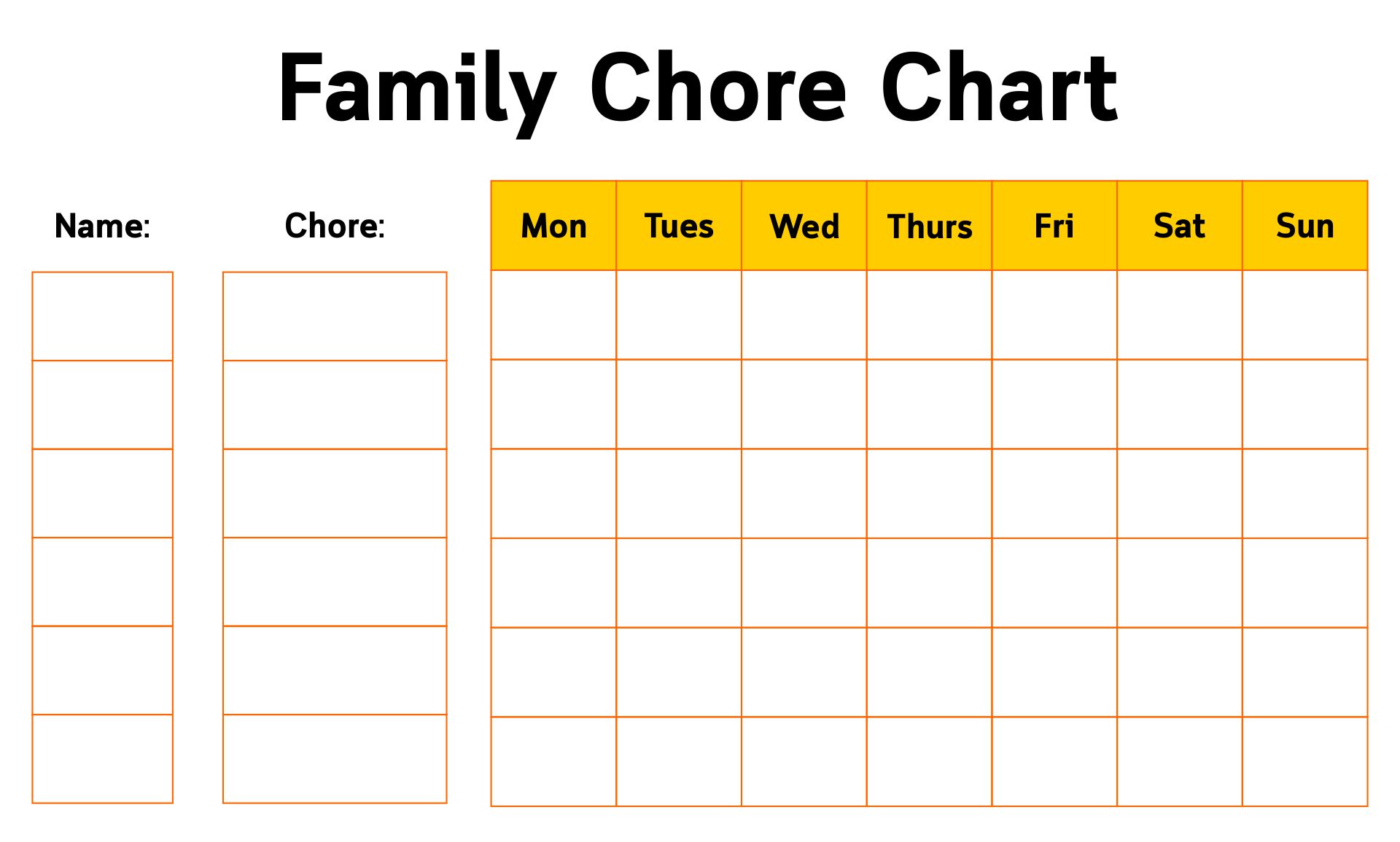 Blank Chore Charts 10 Free PDF Printables Printablee