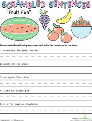 Scrambled Sentences Worksheets 2nd Grade