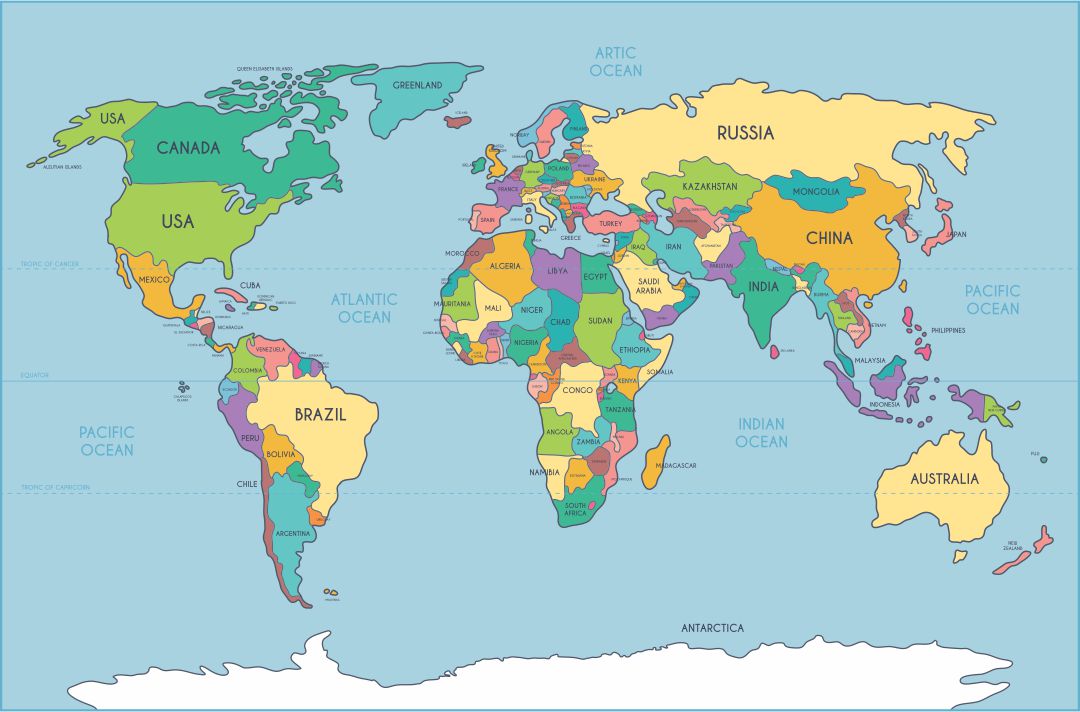 Labeled World Map Printable - Printable World Holiday