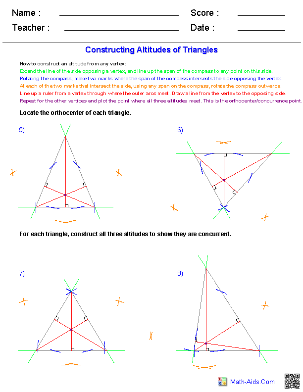 10th Grade Geometry Worksheets