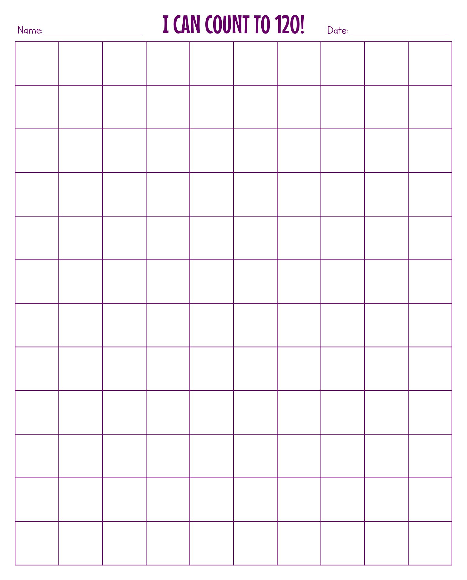 Blank 120 Chart 10 Free PDF Printables Printablee