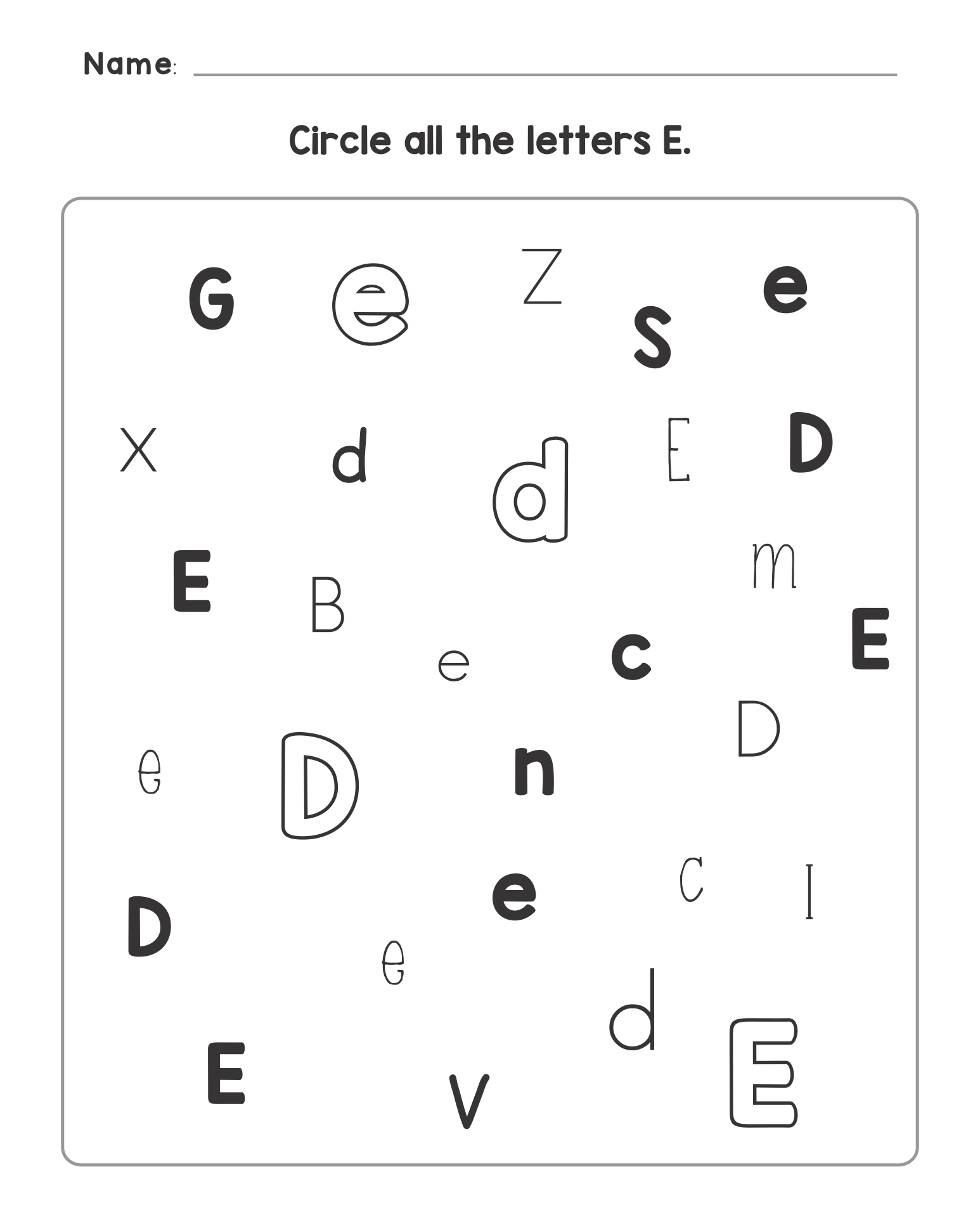Letter E Worksheet For Kids Preschool And Kindergarten 5FA