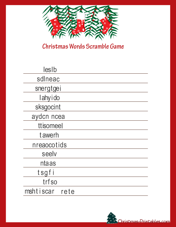 Printable Christmas Word Games