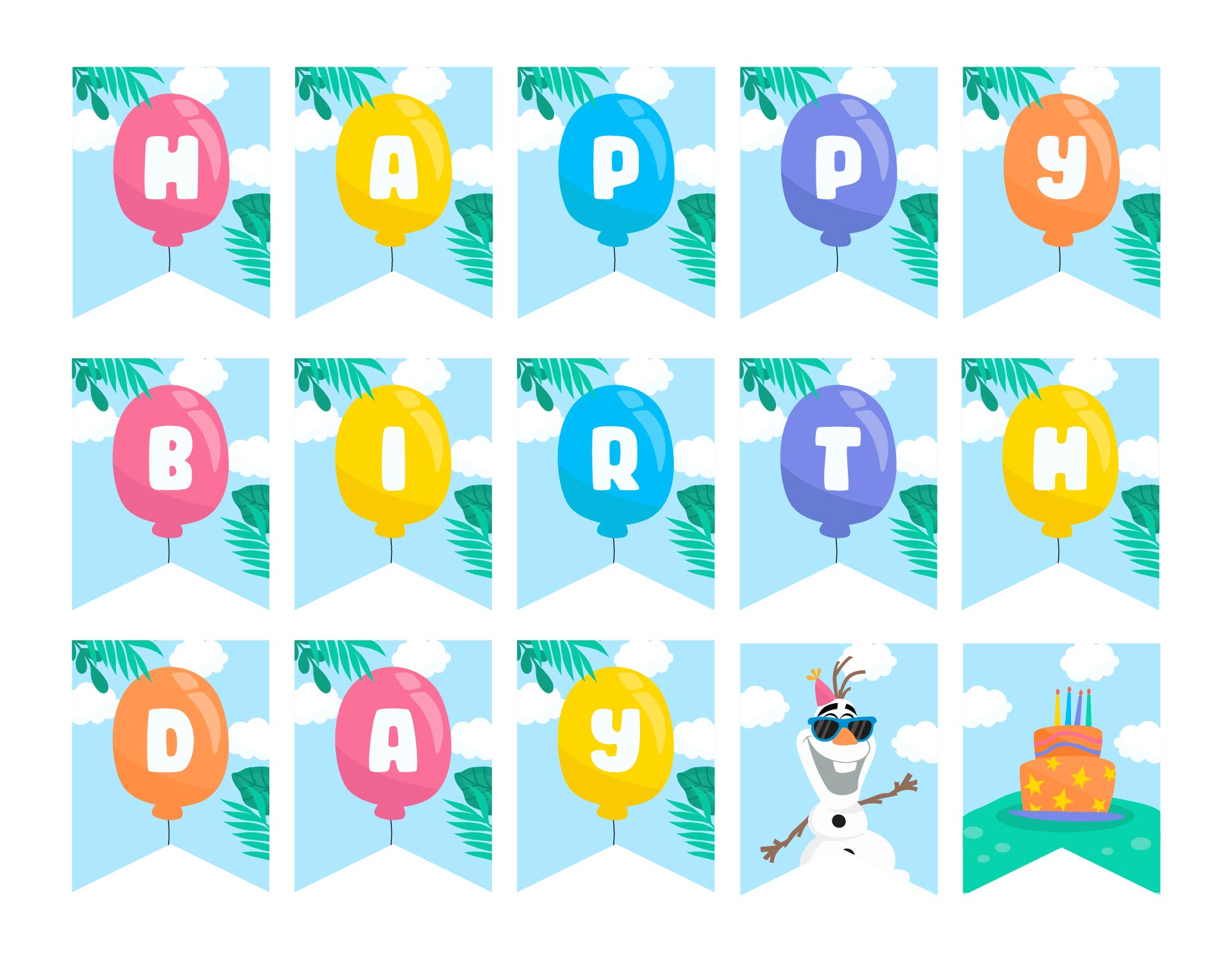 Olaf Summer Printable Happy Birthday