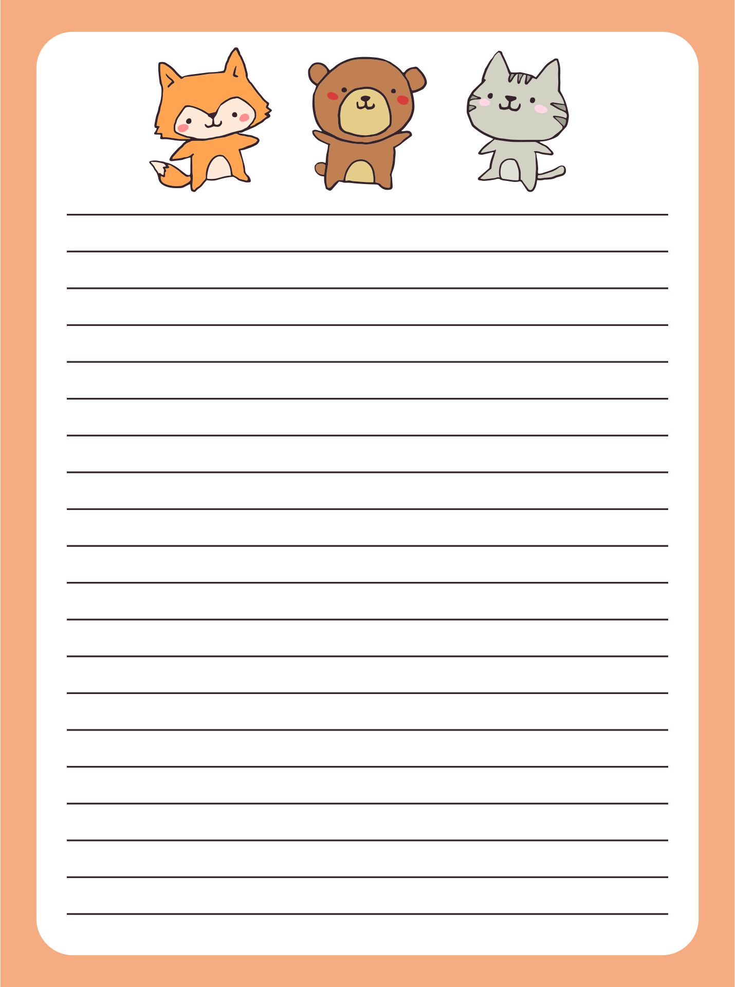 Dog  Lined Writing Paper With Borders