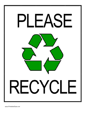 Printable Recycle Sign Recycling