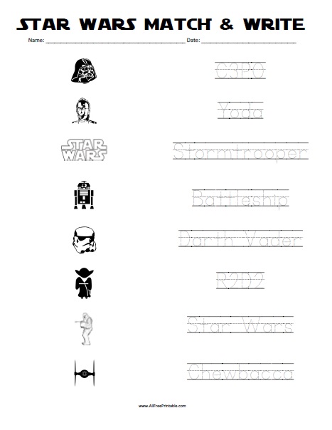 Star Wars Printable Worksheets