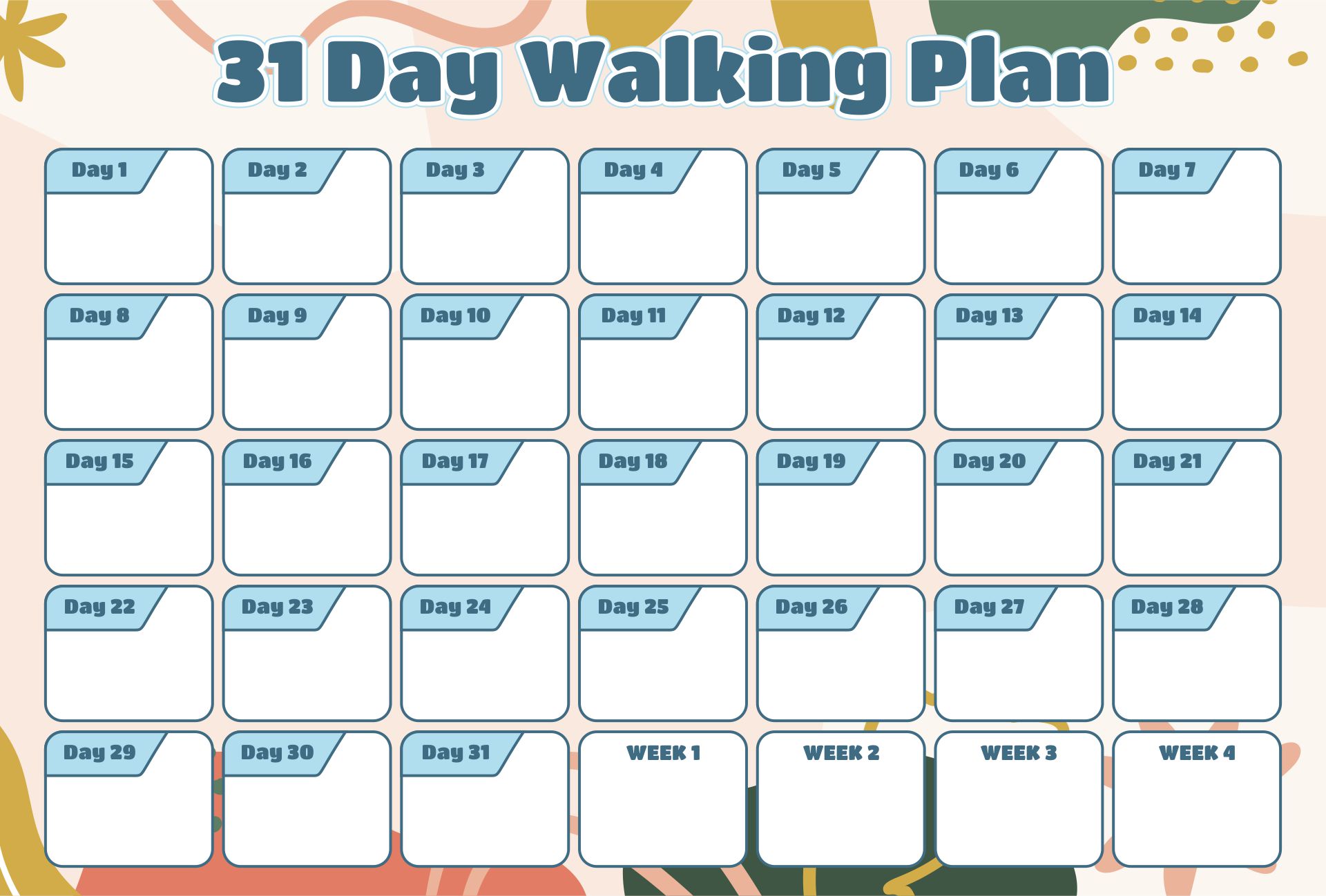 Printable Walking Calendar