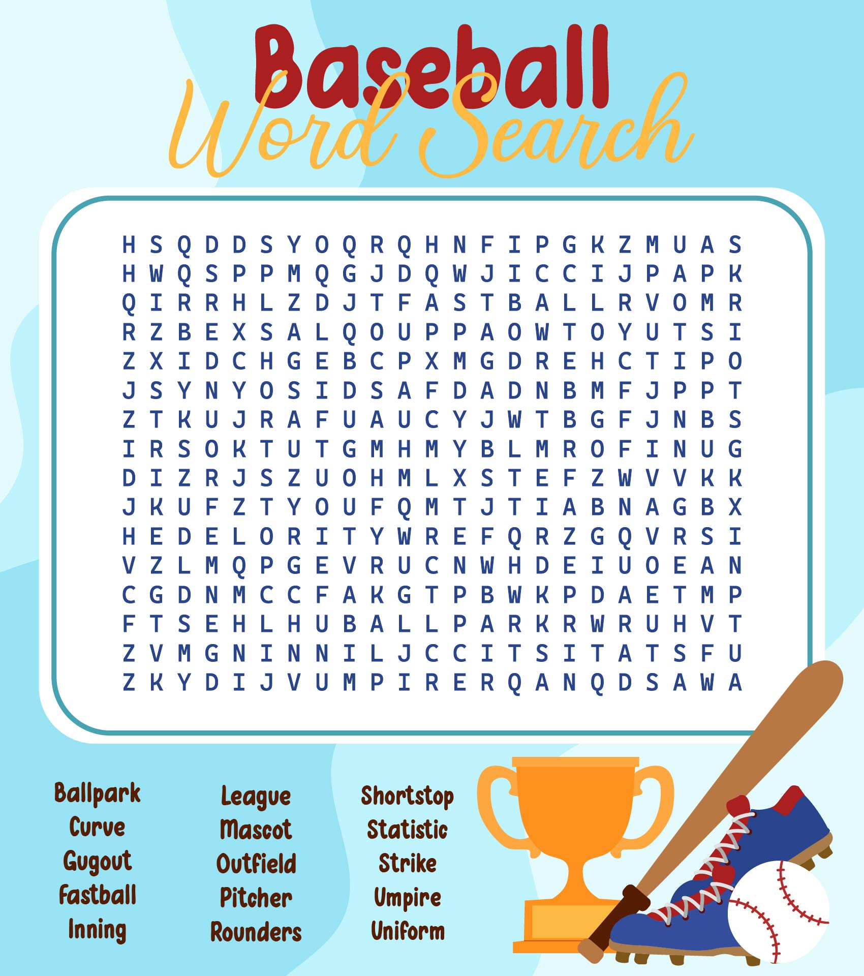 Baseball Word Searches Printable