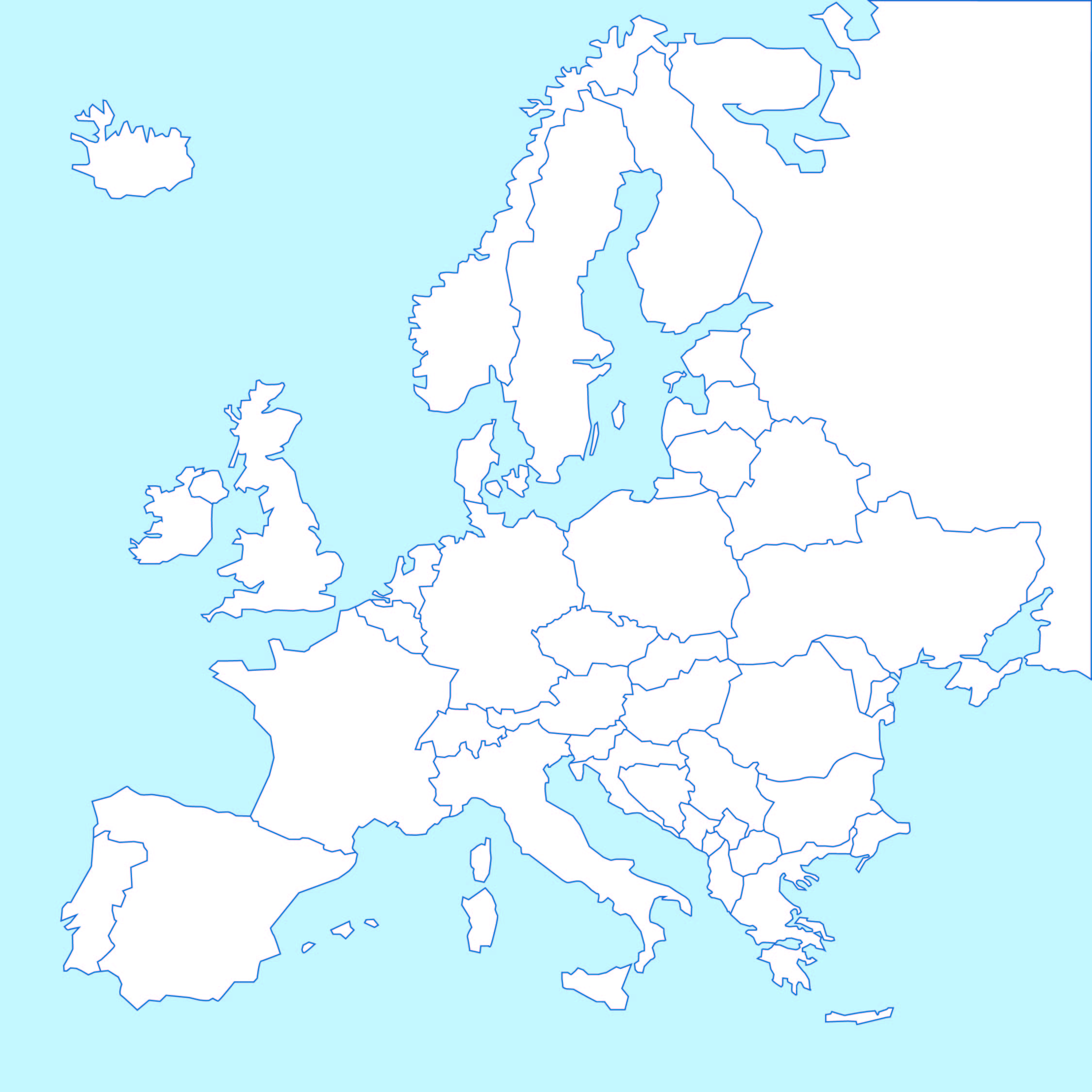 Europe Map Template Printable