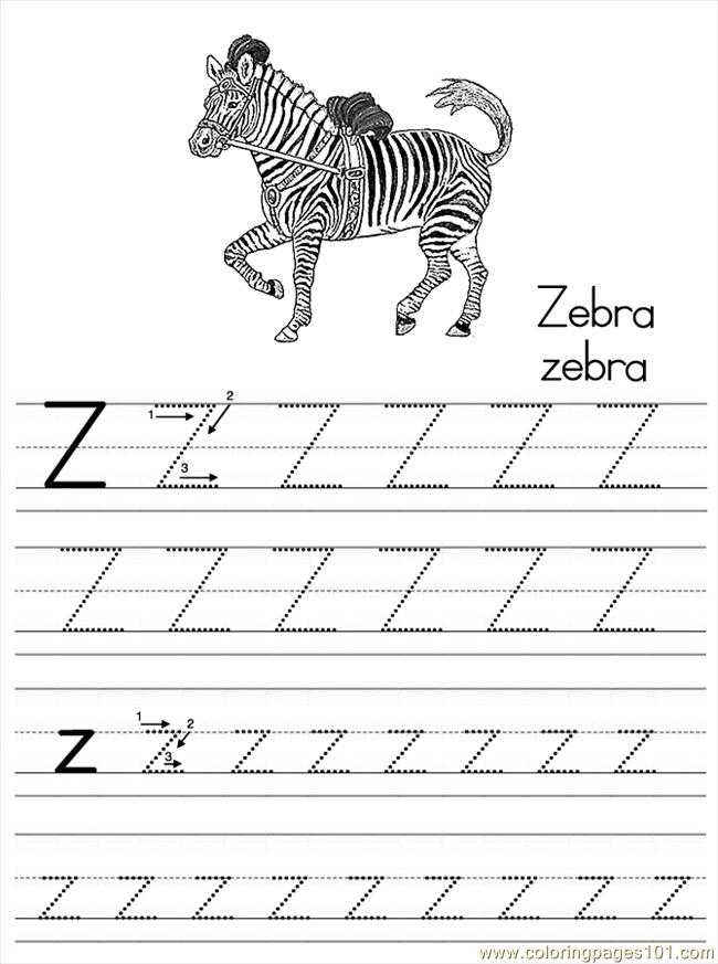 Letter Z Zebra Coloring Pages