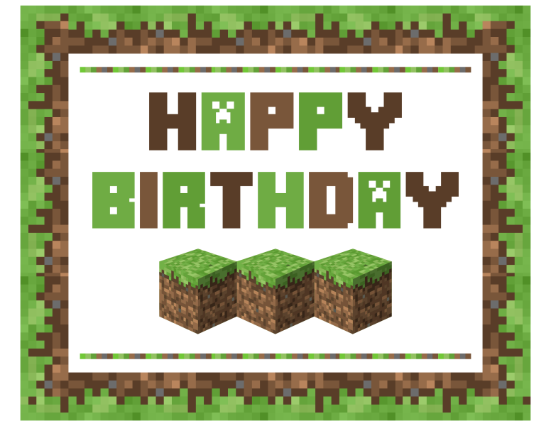 Minecraft Happy Birthday Printables