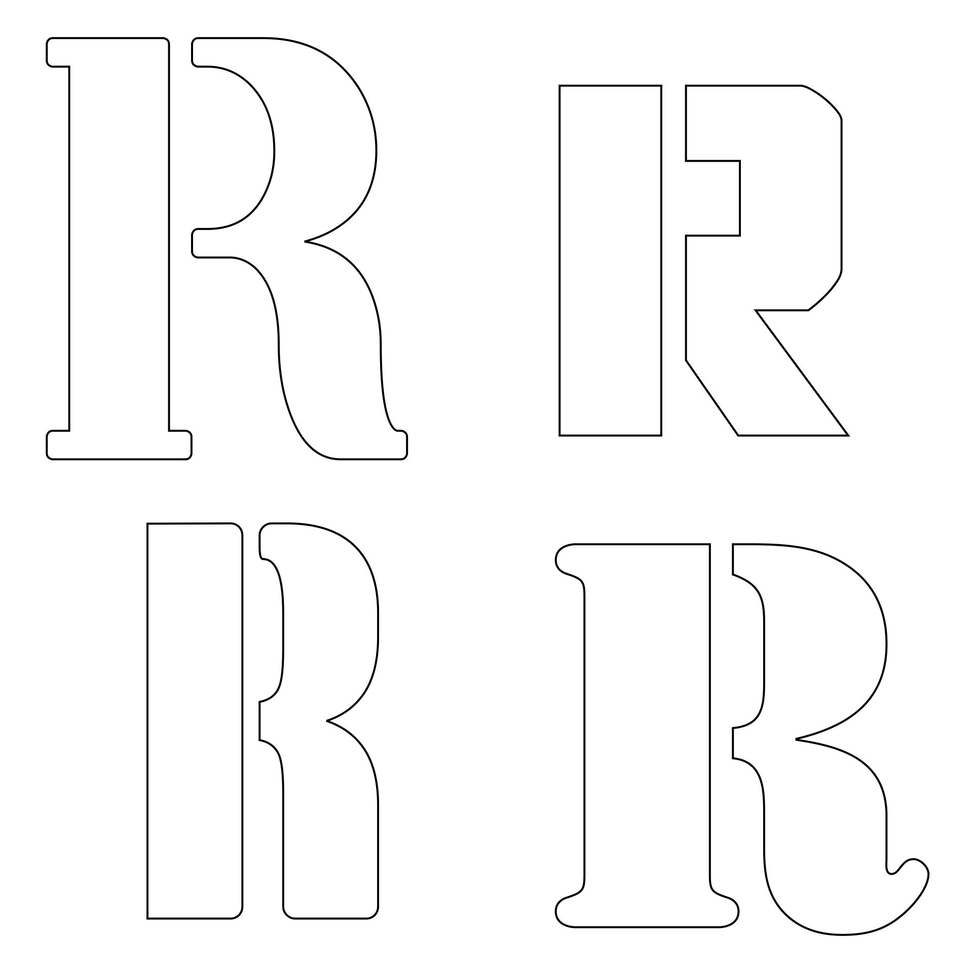 Large Block Letter Stencils R 6 Free PDF Printables Printablee