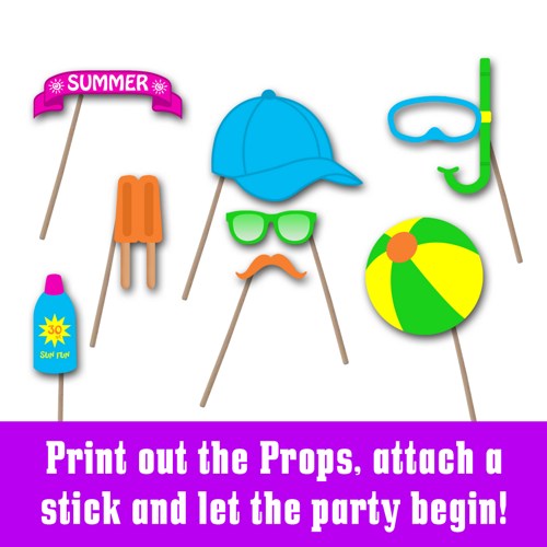 Printable Summer Photo Booth Prop Templates