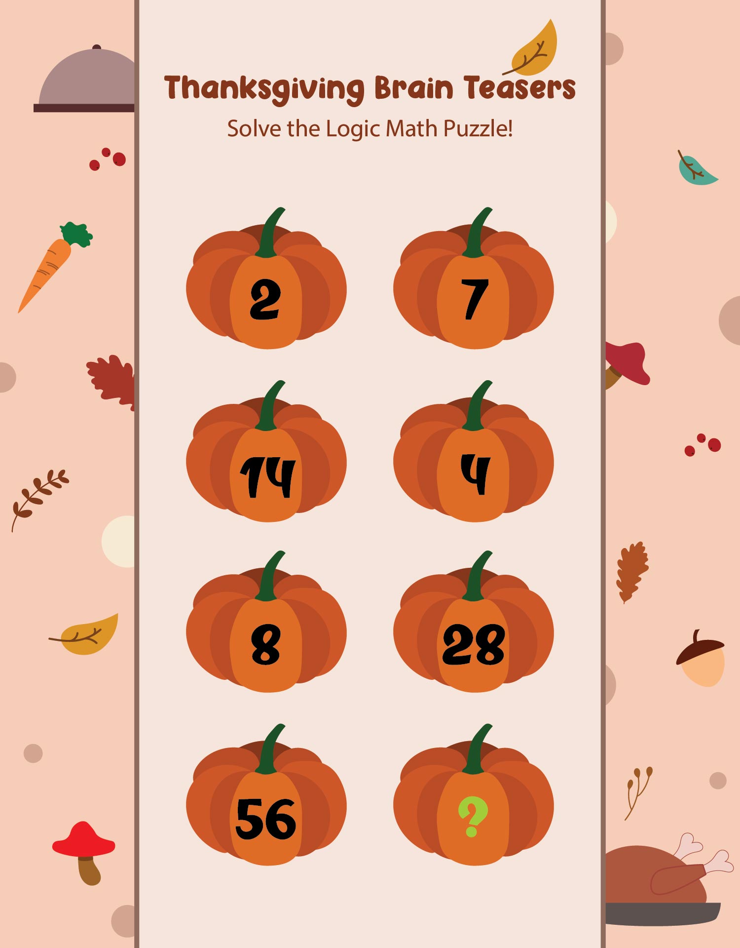 10 Best Thanksgiving Brain Teasers Printable Printablee