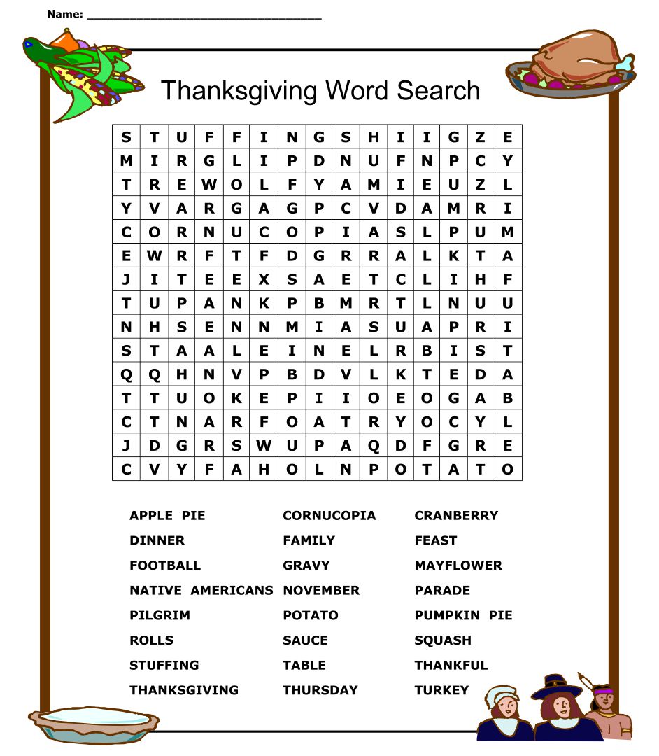 Thanksgiving Word Search