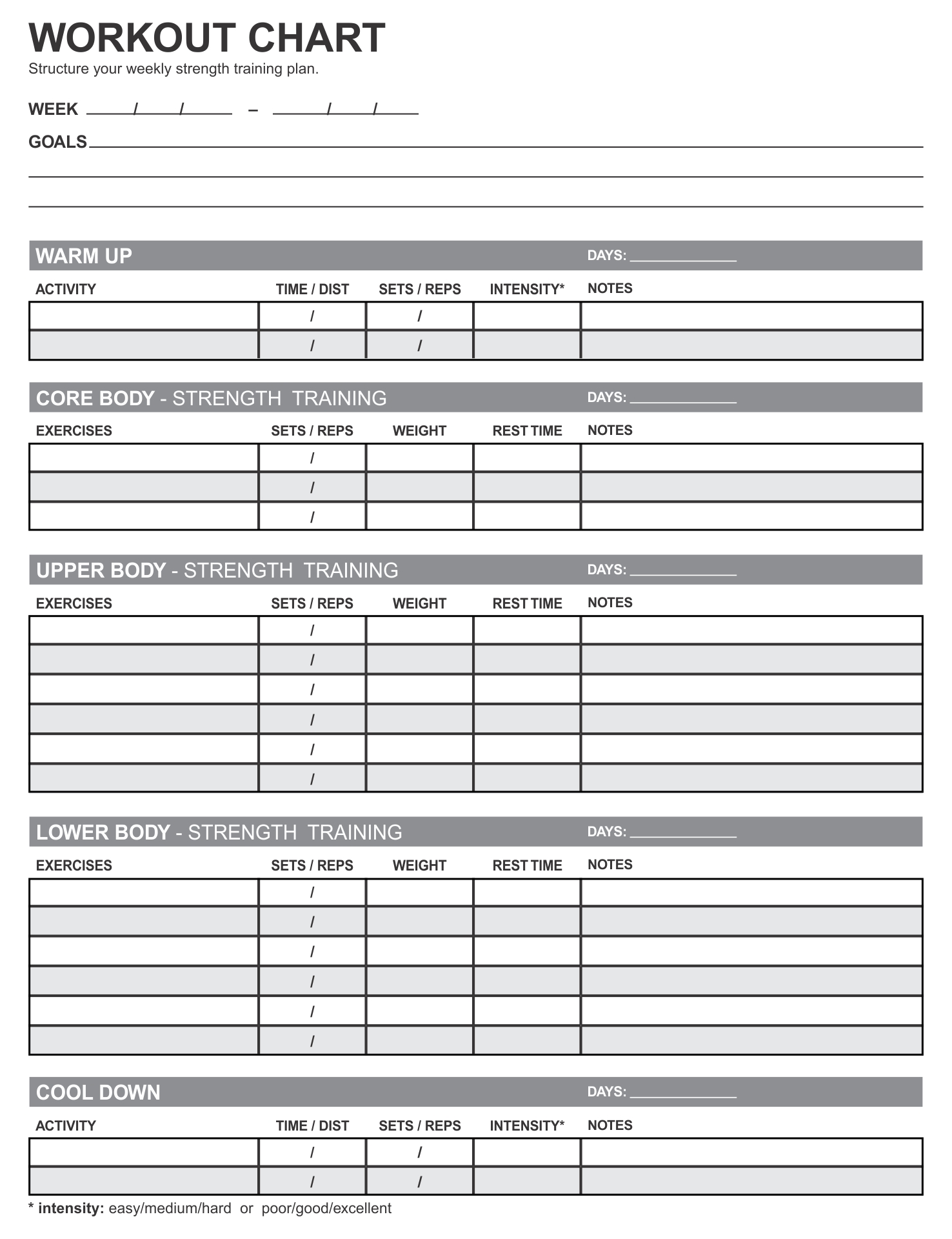 Printable Workout Chart Template EOUA Blog