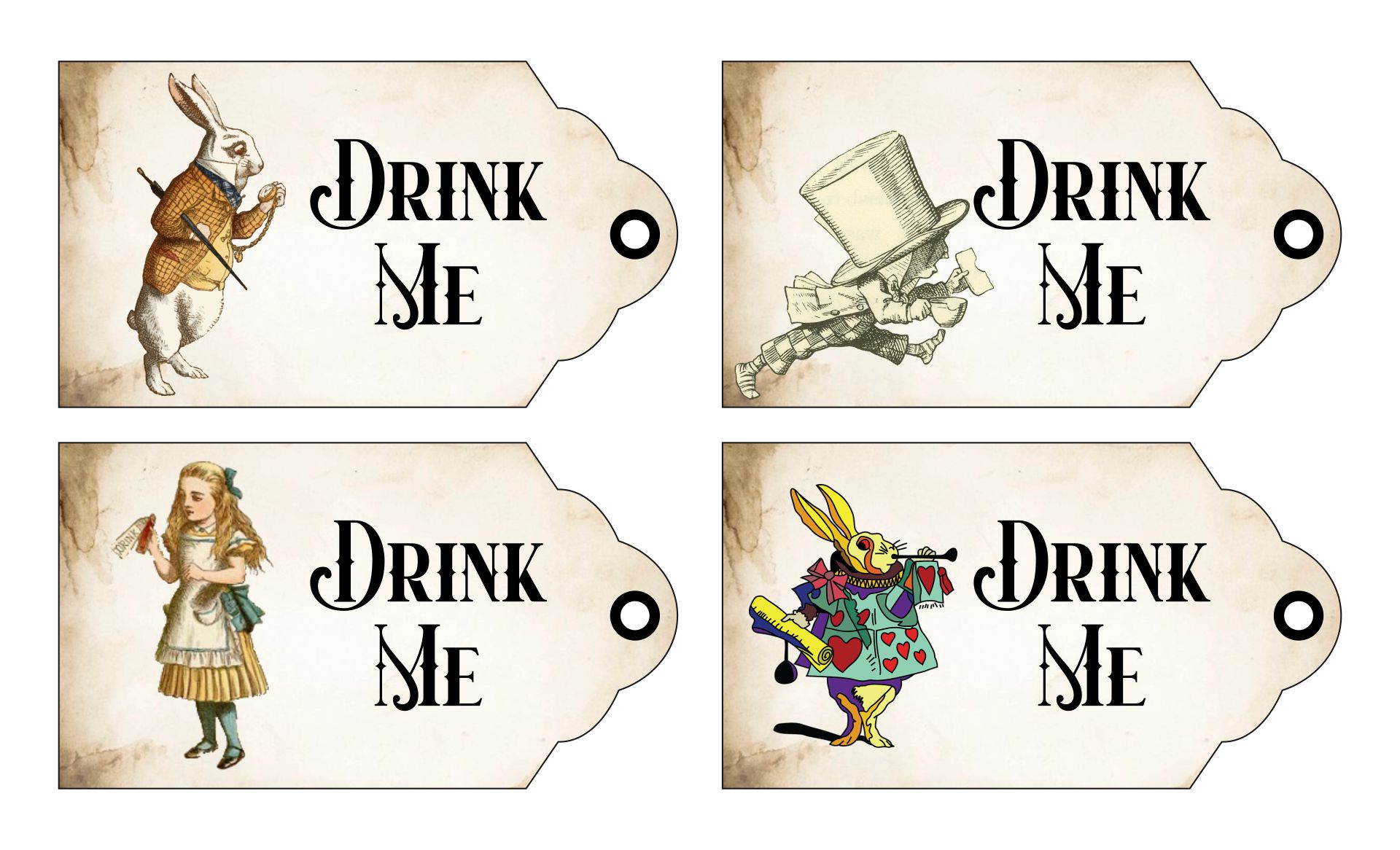 Printable Tags Alice In Wonderland Drink Me