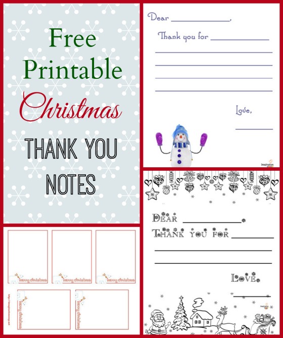 Printable Christmas Thank You Notes