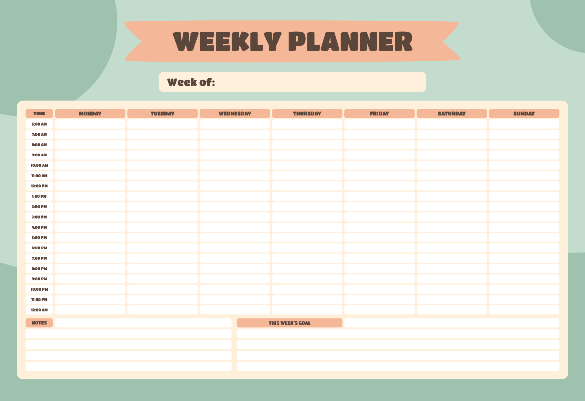 Free Printable Weekly Planner With Hours