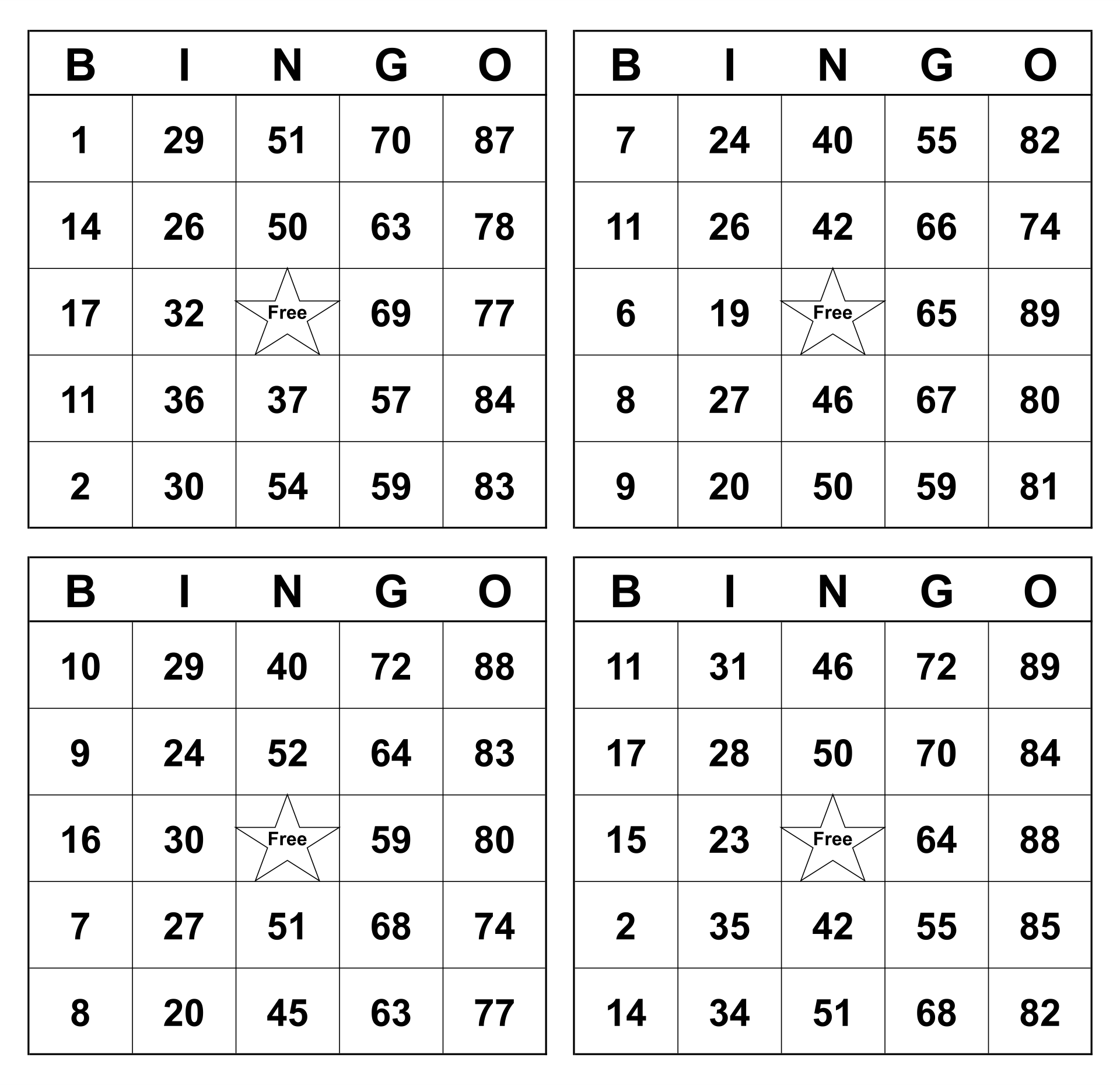 printable 75 number bingo cards