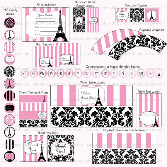 Paris Themed Birthday Party Printables