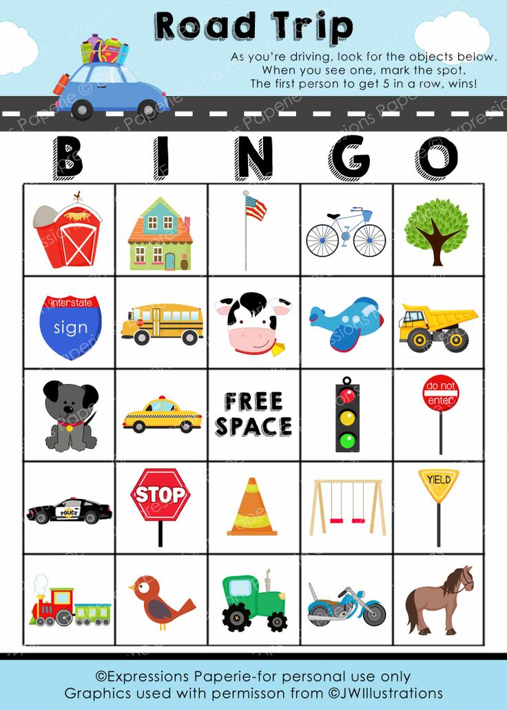 Road Trip Bingo Cards Printable Free