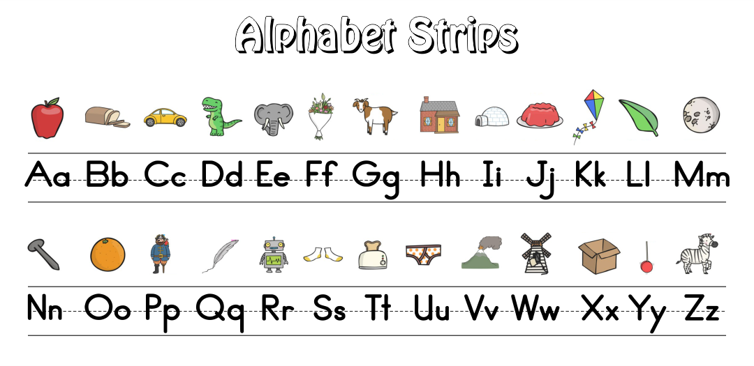 handwriting alphabet strip clip art