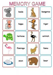 Zoo Animal Matching Game Printable