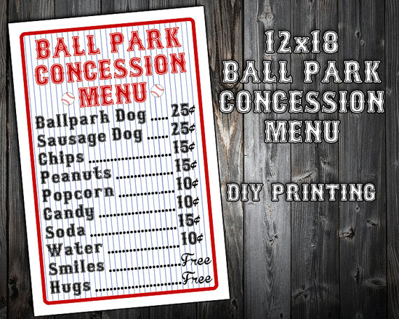 Baseball Concession Stand Sign