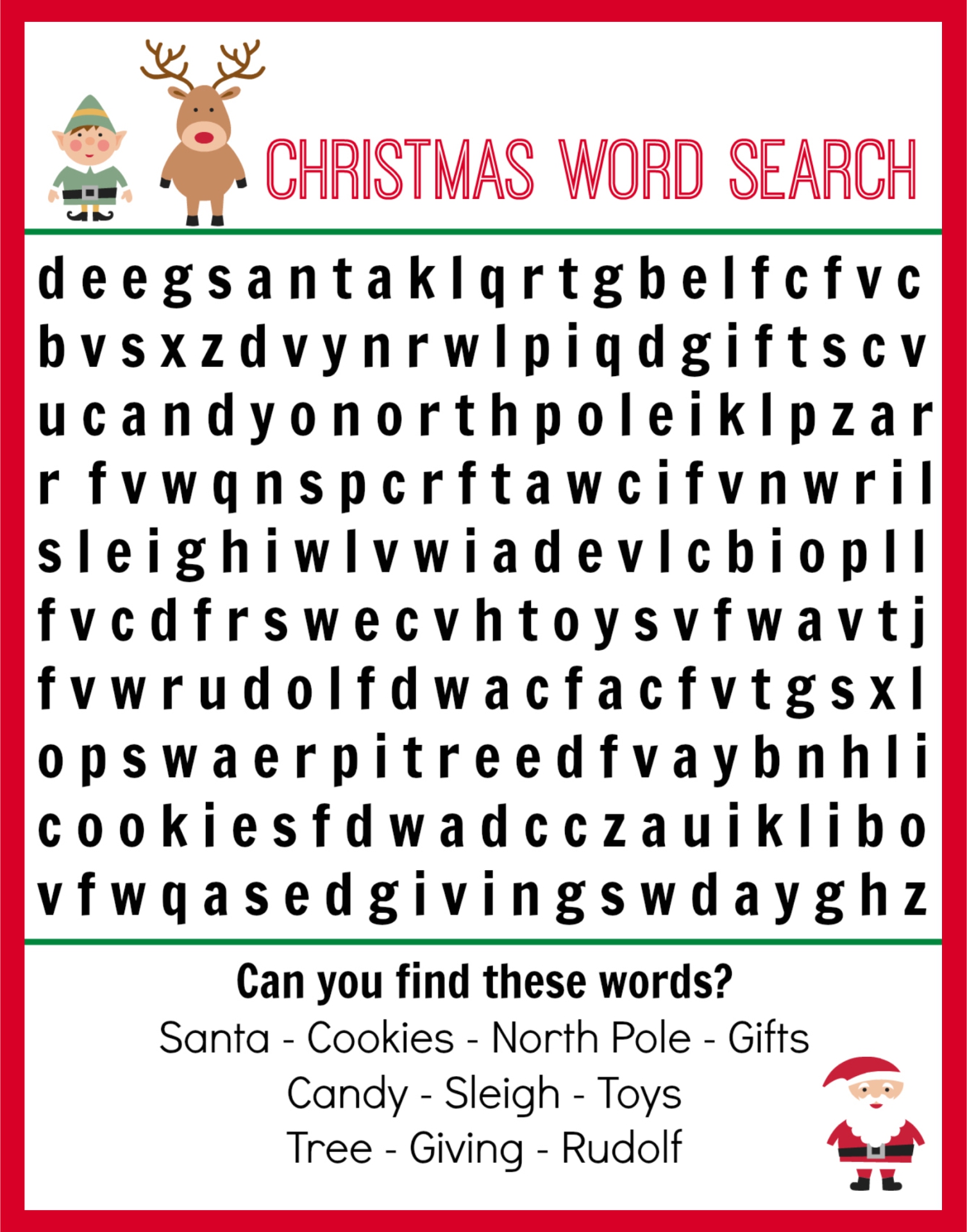 Hard Christmas Word Search Printable